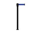 Montour Line Retractable Belt Fixed Stanchion, 2ft Black Post  11ft. Dk Blu Belt MX530F-BK-DBL-110